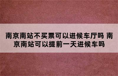 南京南站不买票可以进候车厅吗 南京南站可以提前一天进候车吗